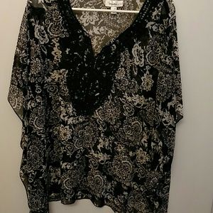 Sheer black and white tunic